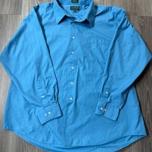 David Taylor Collection Blue Long-Sleeve Button-Up Shirt XXL 18-18 1/2, 34-35
